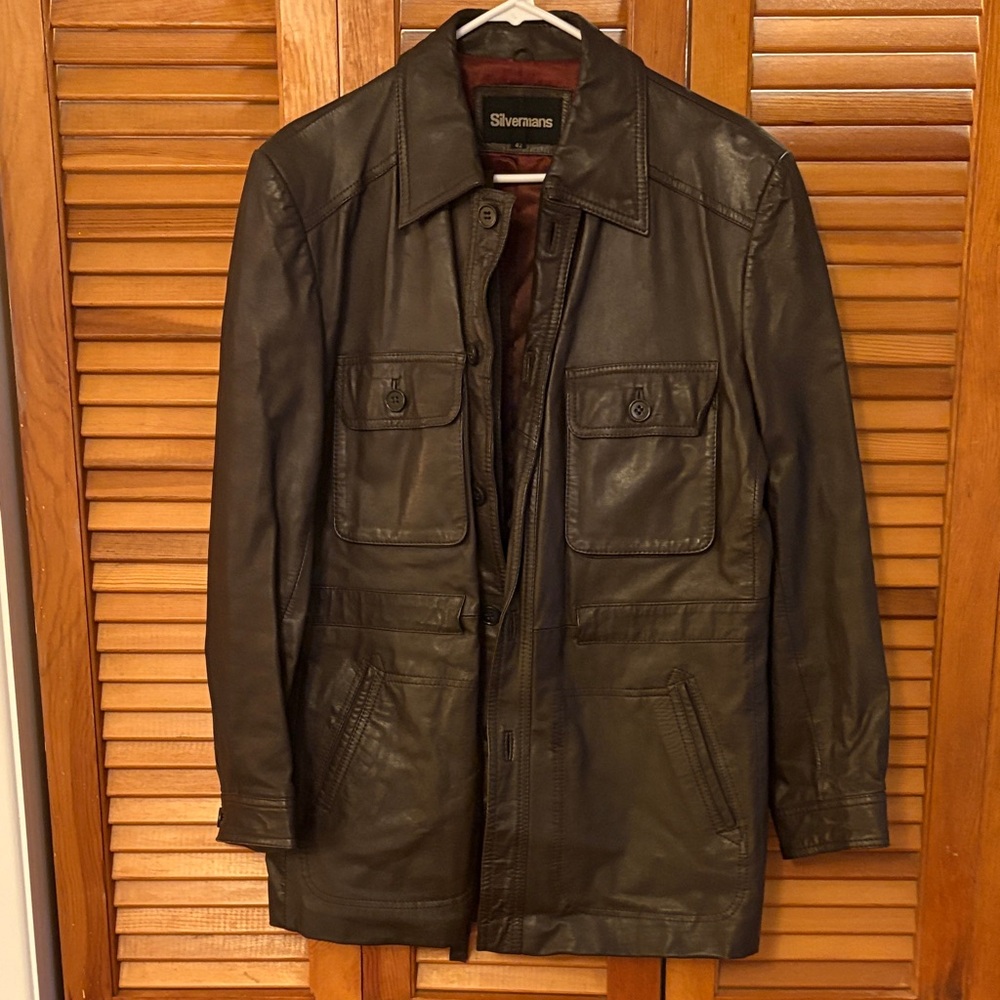 Men's Dark Brown Leather Field Jacket - Real Leather